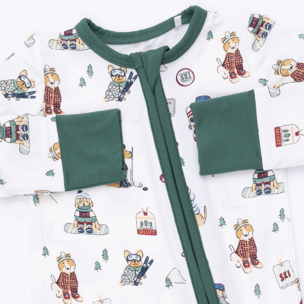 Winter Sports Dogs Green - Convertible Romper