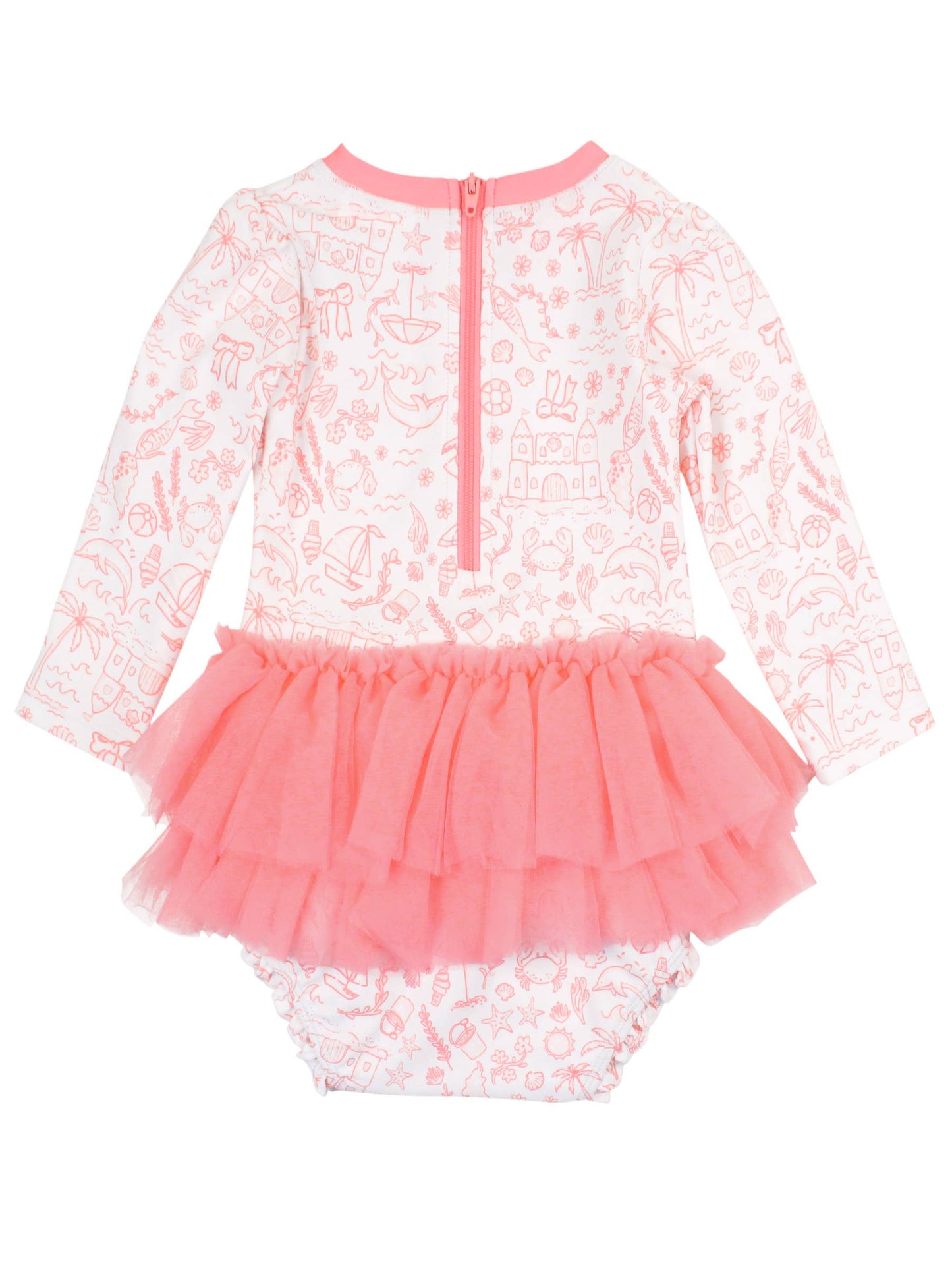 Baby Girls By the Seaside Tulle Skirted One Piece Rash Guard Swimsuit