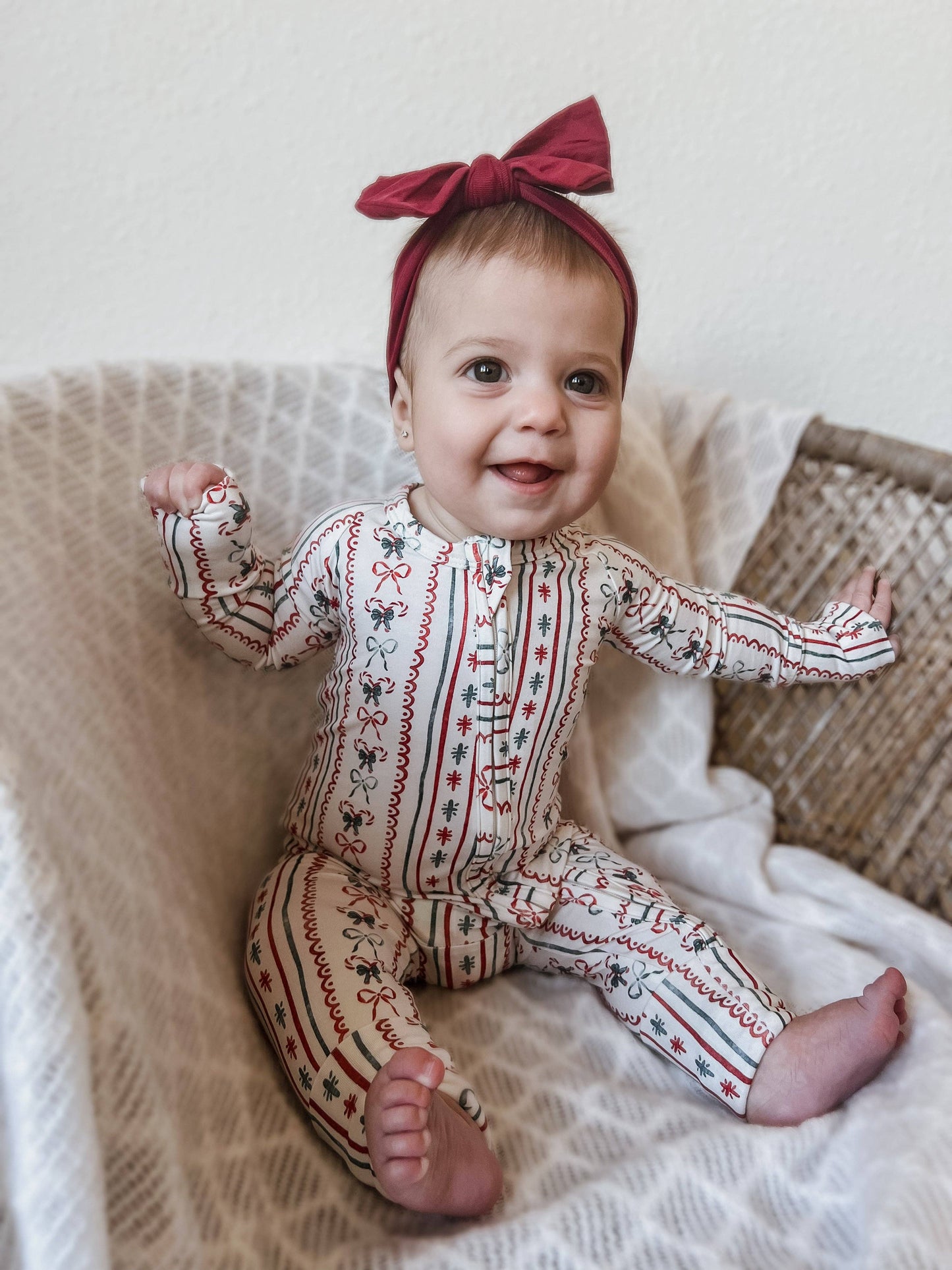 Candy Cane Lane Zippy Romper Baby Girl Christmas Pajamas PJs