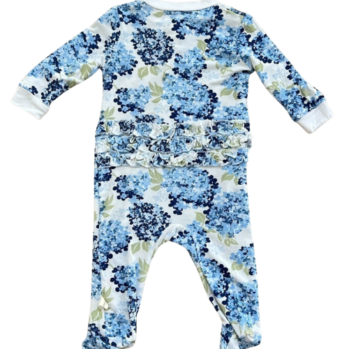 Blue Hydrangea Ruffle Bamboo Footie