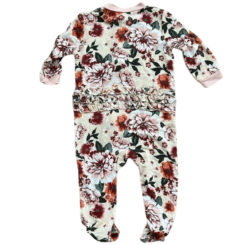 Vintage Rose Ruffle Bamboo Footie