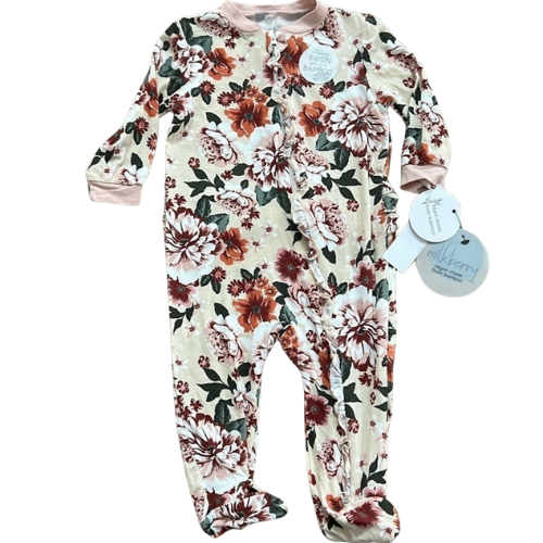 Vintage Rose Ruffle Bamboo Footie