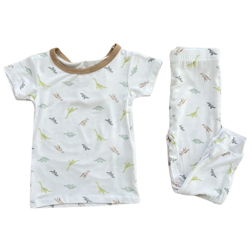 Neutral Dinos Short Sleeve Bamboo Pajama Set