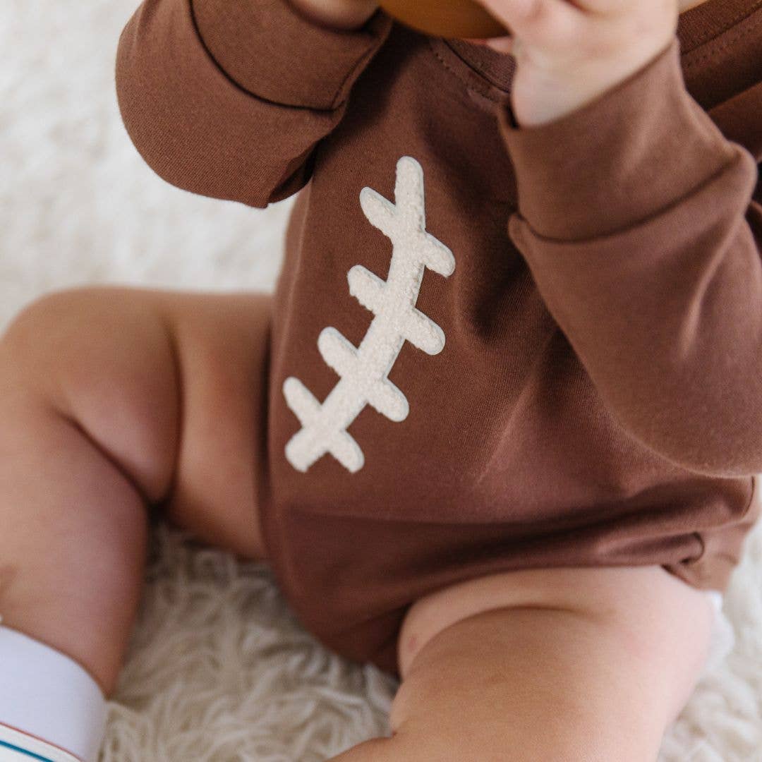 Football Lace Patch Long Sleeve Romper - Baby Clothing