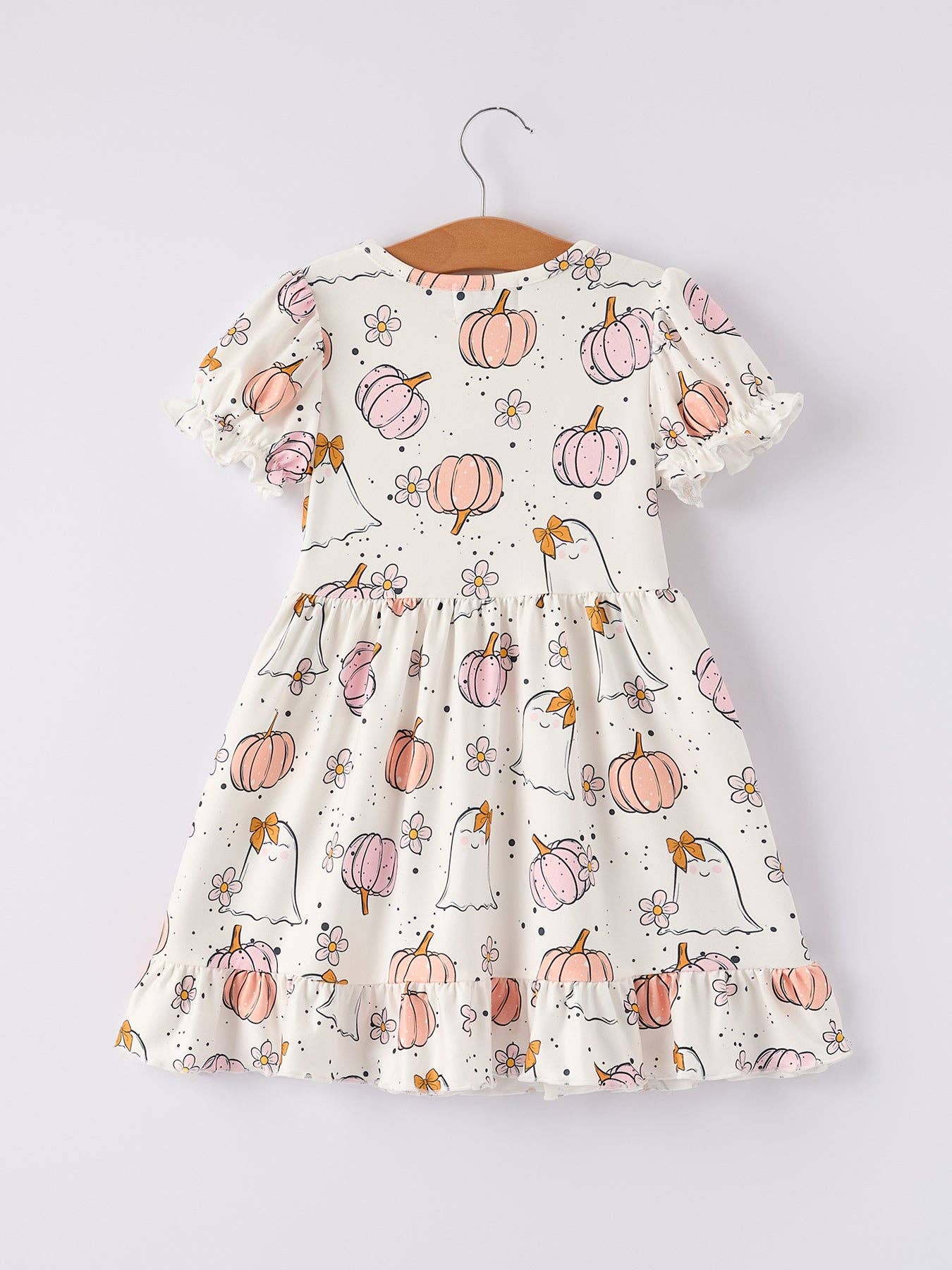 Halloween Pumpkin Ghost Print Girls Dress