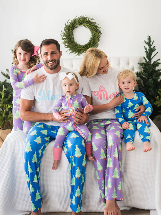 SoftSnooze™ Kids Bamboo Viscose Blue Twinkling Trees Long Sleeve Pajama Set