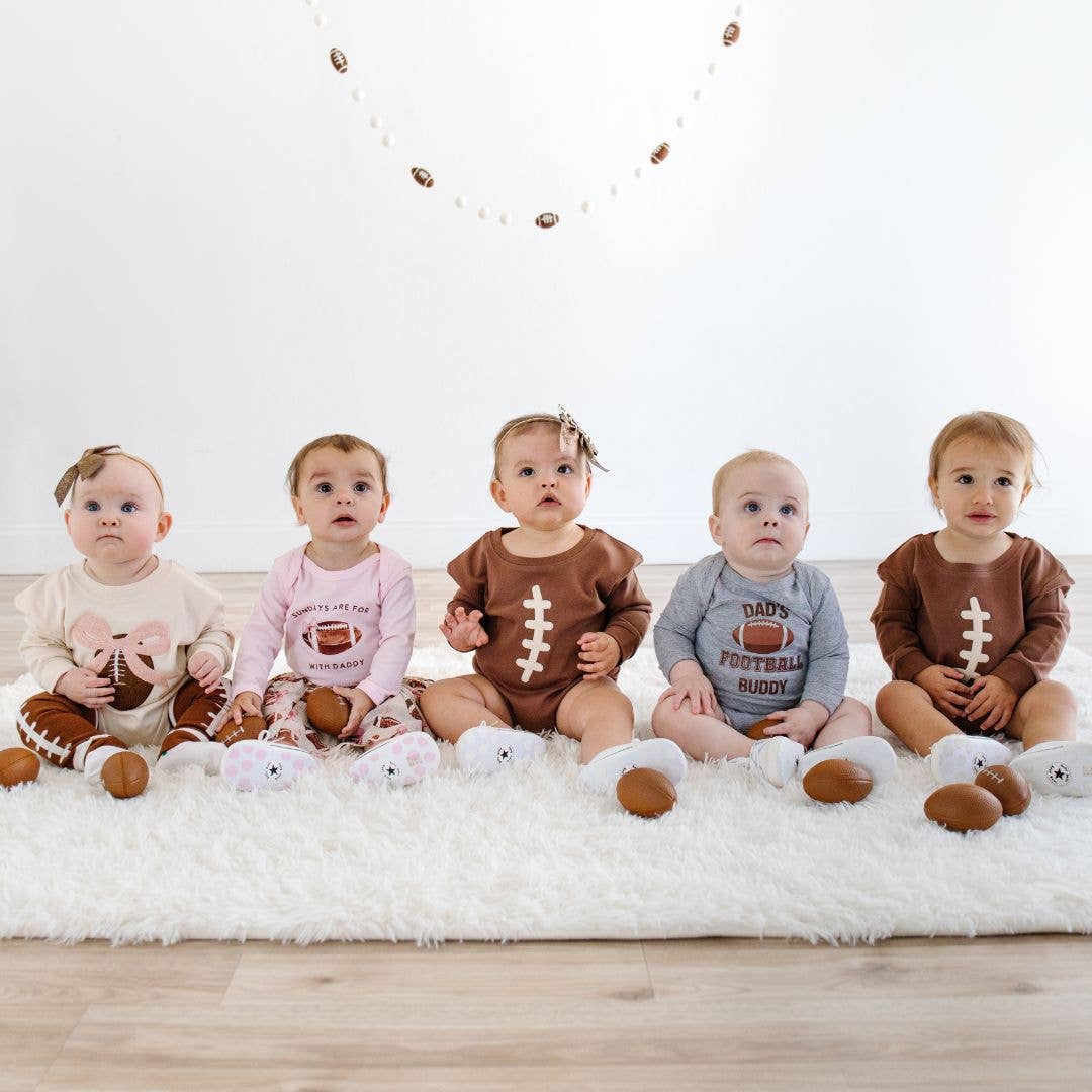 Football Lace Patch Long Sleeve Romper - Baby Clothing