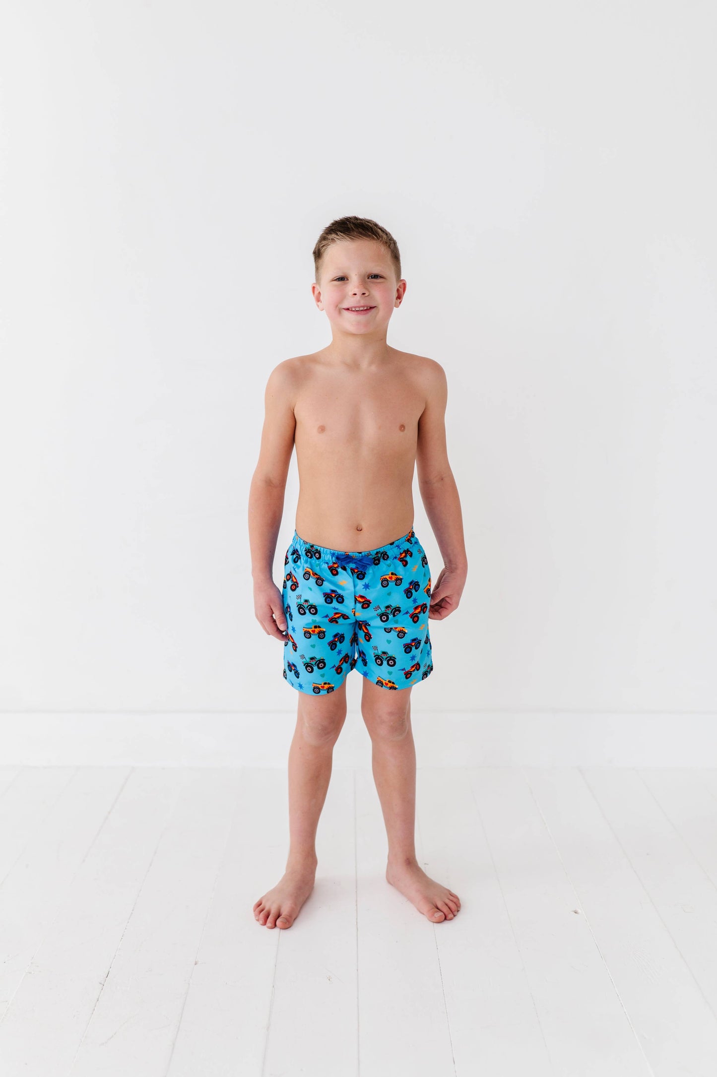 Monster Truck Boys Swim Trunks