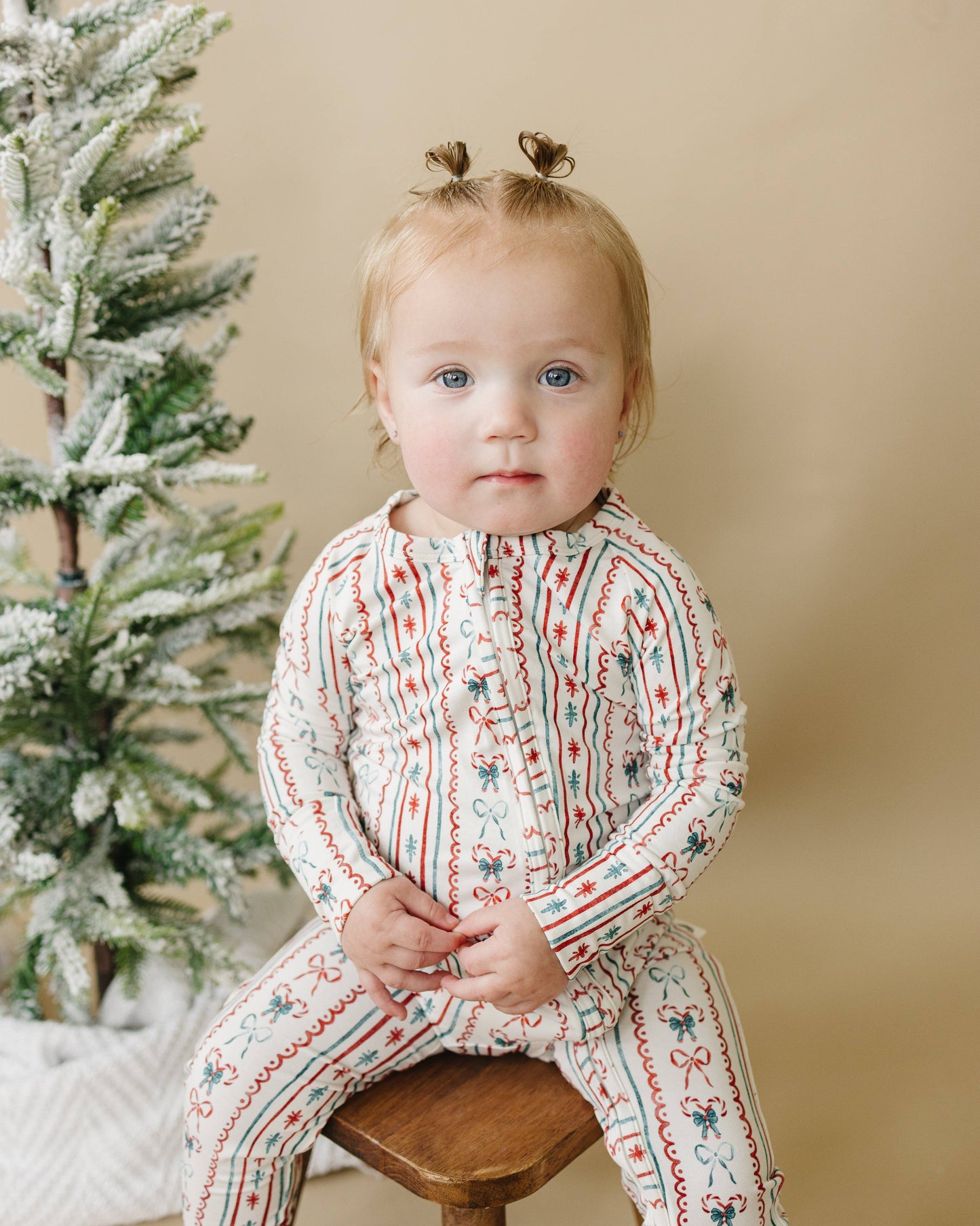 Candy Cane Lane Zippy Romper Baby Girl Christmas Pajamas PJs