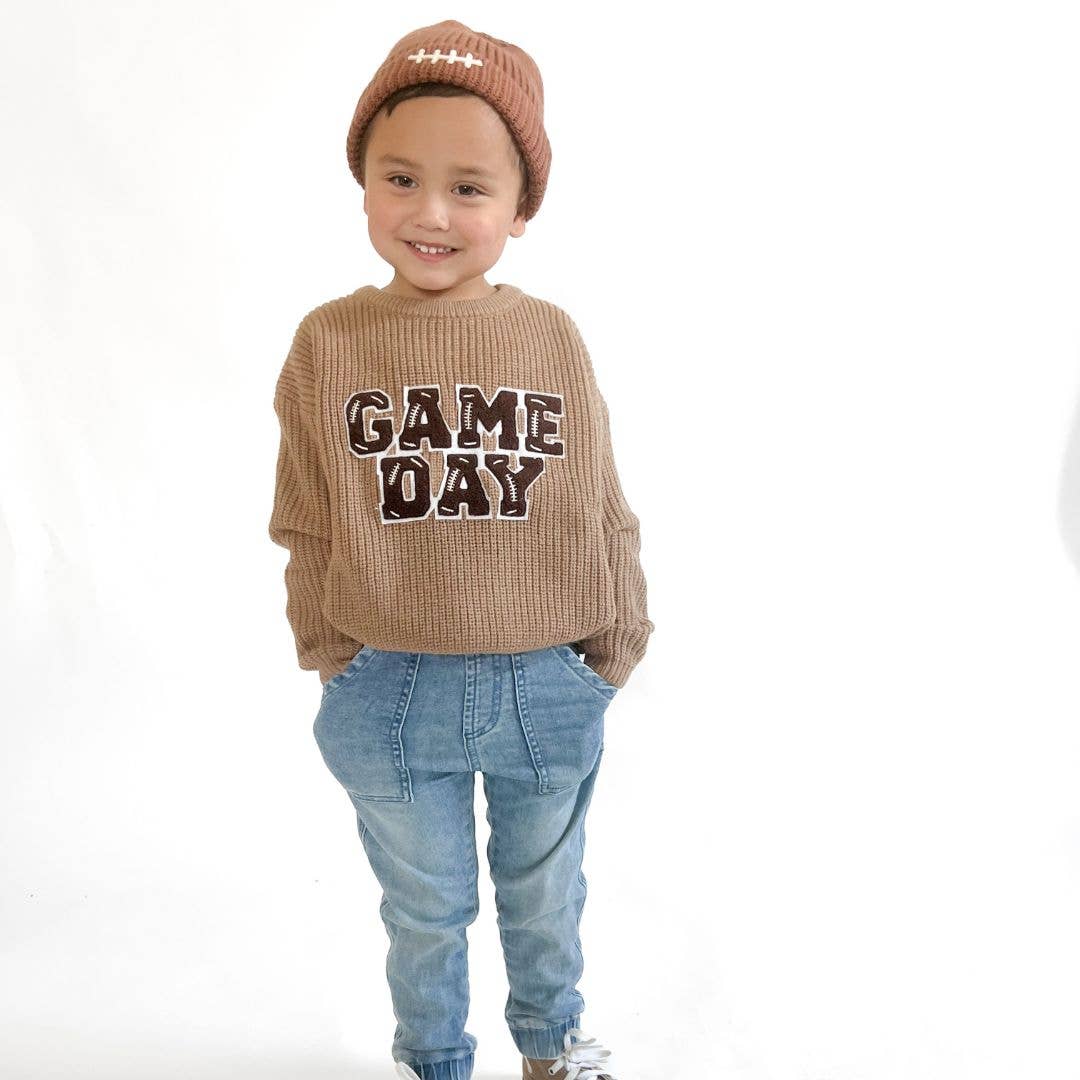 Football Lace Patch Beanie - Game Day - Hat - Boys