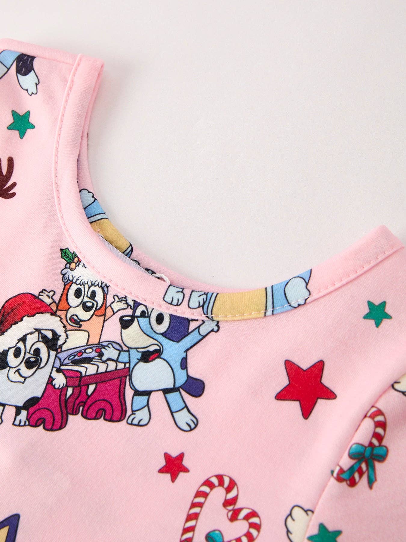 Bluey Christmas Character Print Pink Girls Dress