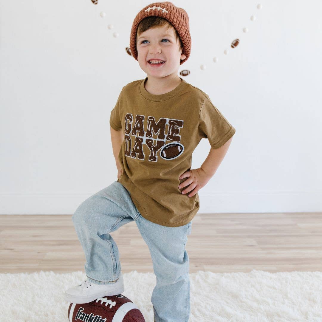Football Lace Patch Beanie - Game Day - Hat - Boys