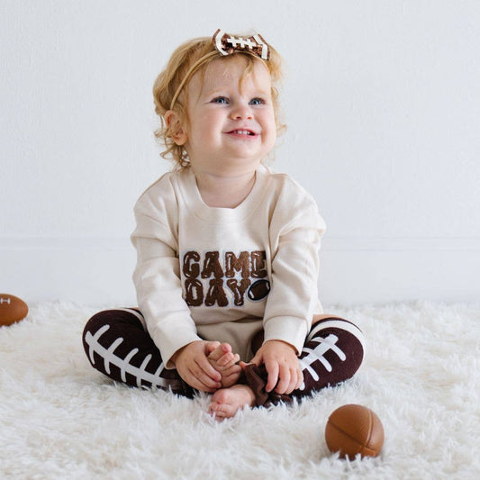 Game Day Patch Long Sleeve Romper - Football - Baby