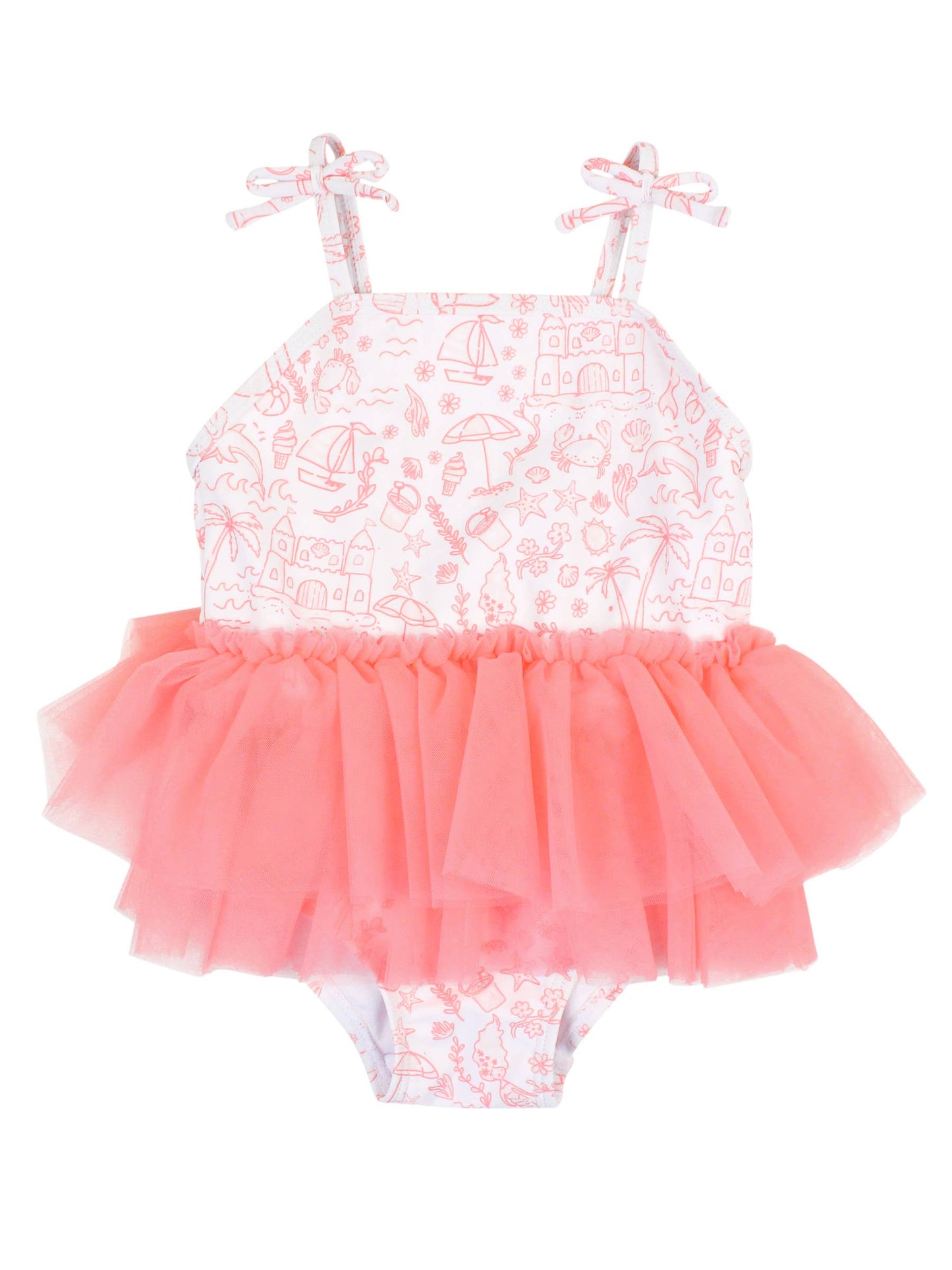 Girls By the Seaside Tulle Skirted One Piece Swimsuit