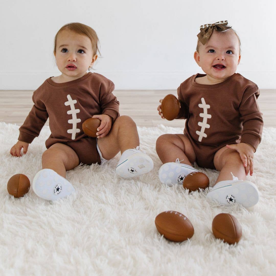 Football Lace Patch Long Sleeve Romper - Baby Clothing