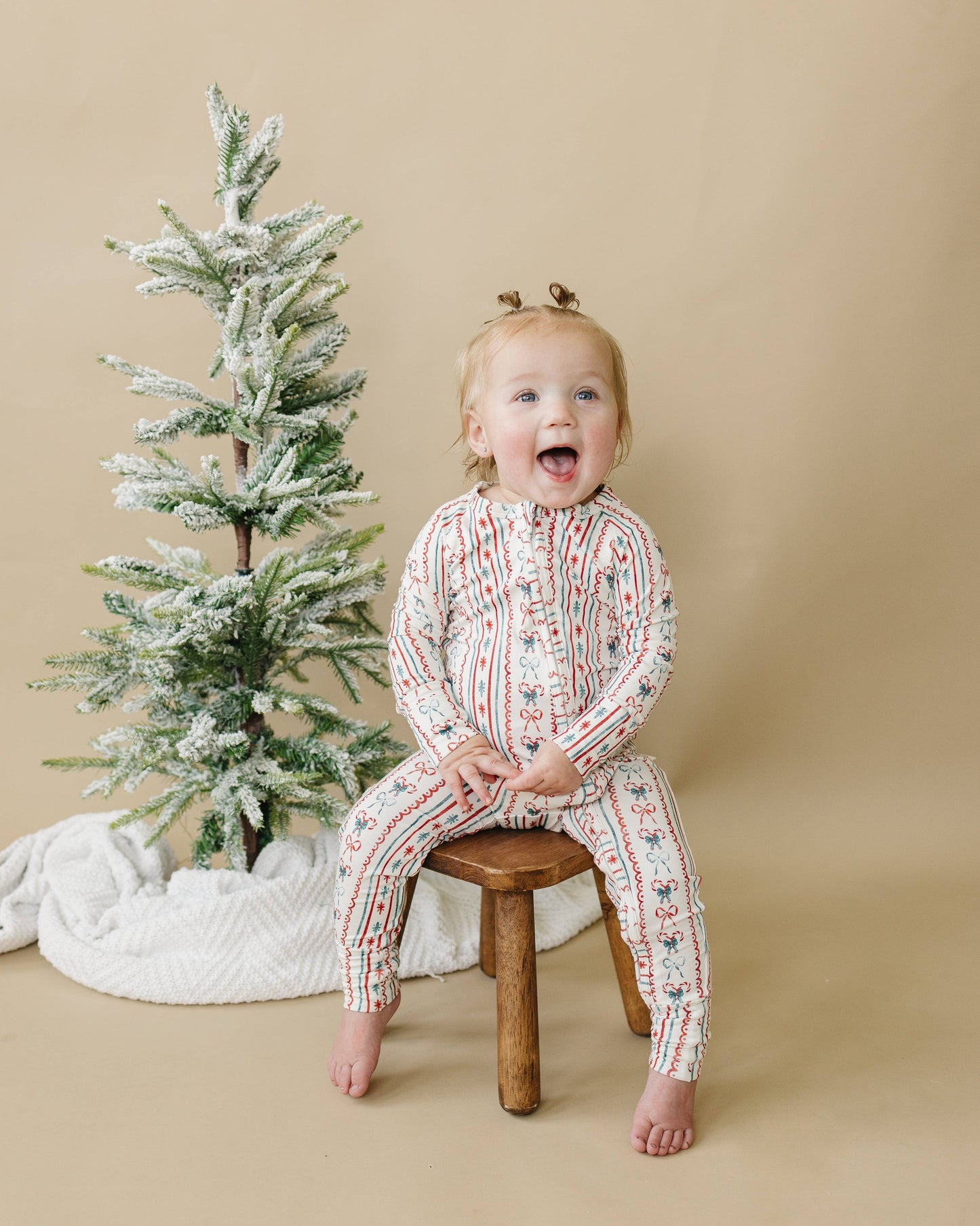 Candy Cane Lane Zippy Romper Baby Girl Christmas Pajamas PJs