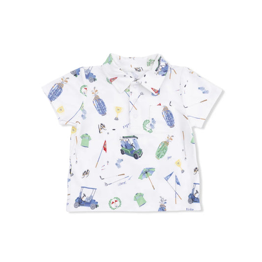 Golf Things Polo with Casual Short with Solid Bucket Hat
