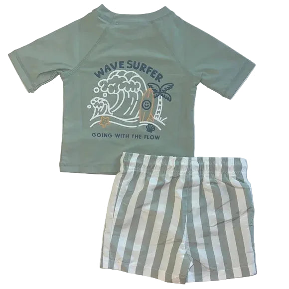 Toddler Boy Stripe Rash Guard Swim Set