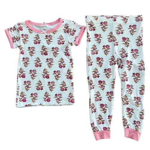 Pink Vintage Floral Short Sleeve Bamboo Pajama Set