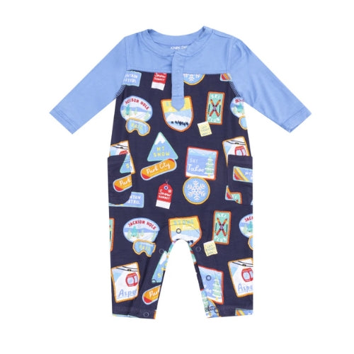 Romper W/ Contrast Sleeve - Vintage Ski Patches