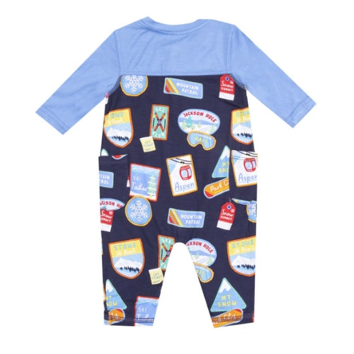 Romper W/ Contrast Sleeve - Vintage Ski Patches