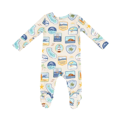 2 Way Zipper Footie - Beach Patches
