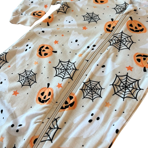 Halloween Vibes Bamboo Footie with Hat