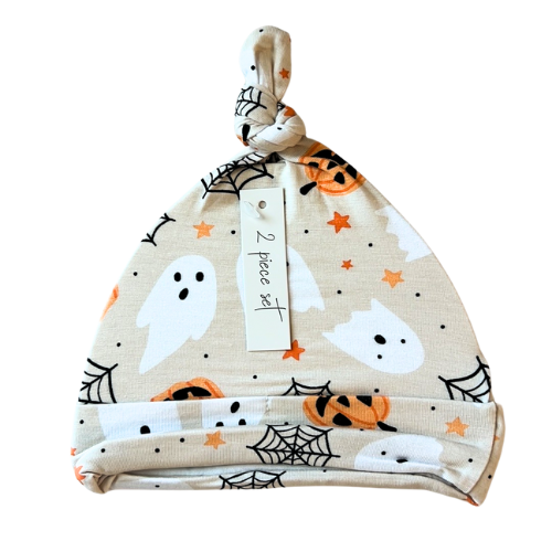 Halloween Vibes Bamboo Footie with Hat
