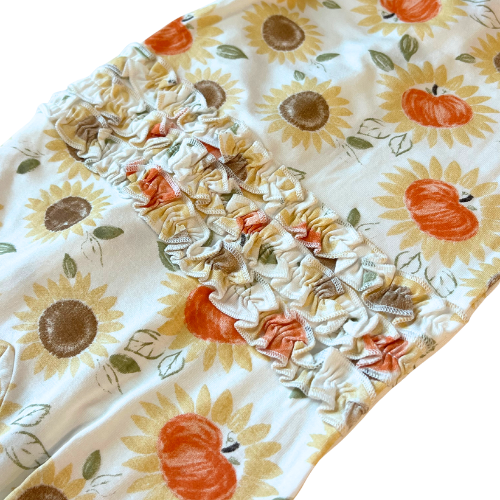 Sunflower Pumpkins Bamboo Footie with Headband