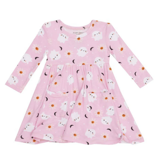 Twirly Long Sleeve Dress - Spooky Ghost