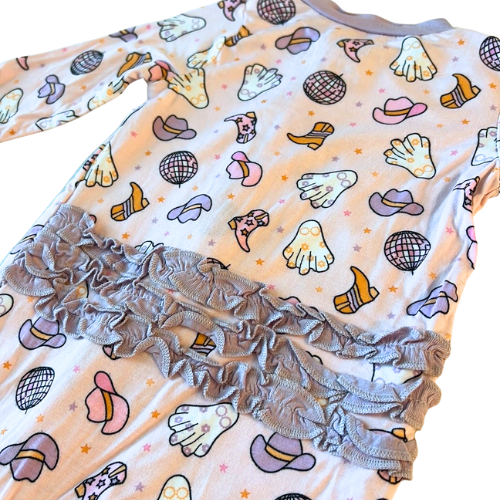 Yee-Haw Disco Ghost Bamboo Footie with Headband
