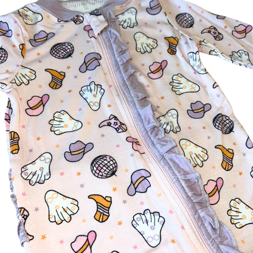 Yee-Haw Disco Ghost Bamboo Footie with Headband