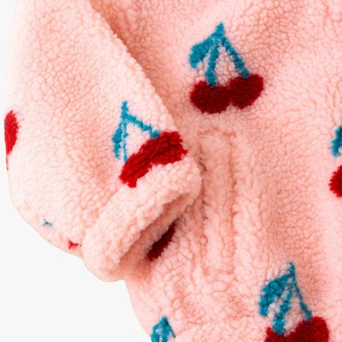 Girls cherry printed sherpa pullover