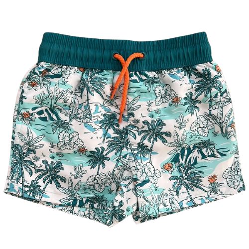 Palm Trees Button Down Shirt and Matching Swim Trunks Set