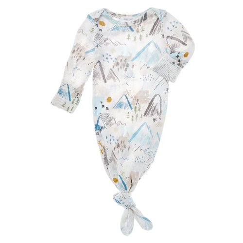 Mountains Organic Cotton Knotted Baby Gown