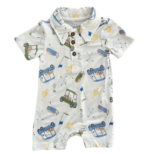 Golf Tee Time Bamboo Polo Shortie Romper