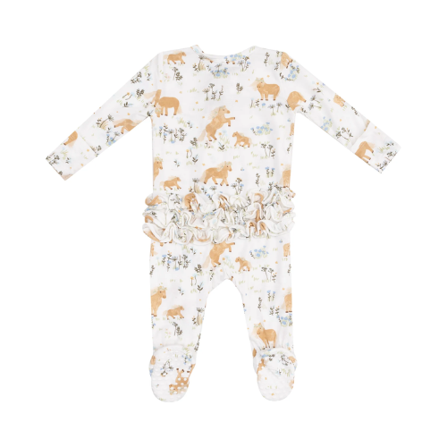 2 Way Zipper Ruffle Back Footie - Pretty Ponies