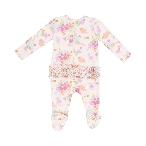 2 Way Zipper Ruffle Back Footie - Pick a Posy