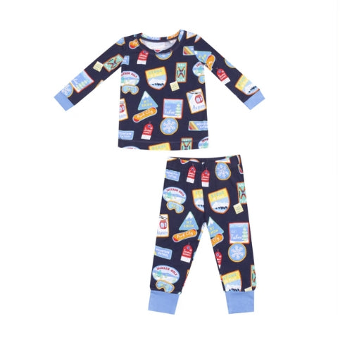 L/S Loungewear Set - Vintage Ski Patches