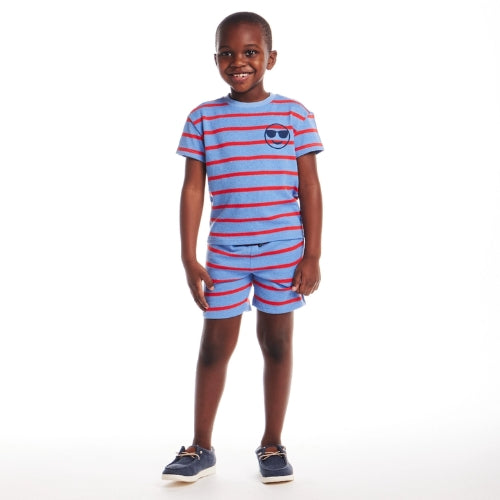 Textured Terry Smiley Striped Matching Set
