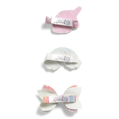 Unicorn Rainbow 3 Piece Hair Bow Clip Set