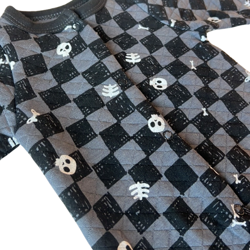 Checkerboard Quilted Skull Footie with Hat