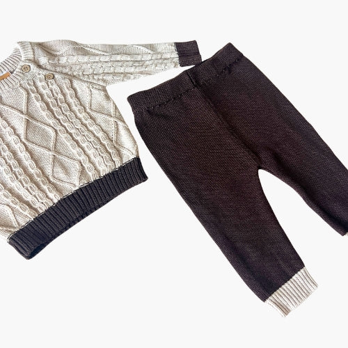 Cable Knit Sweater Set - Cream