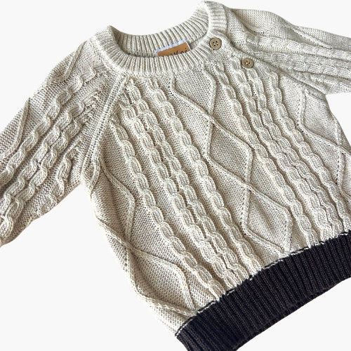 Cable Knit Sweater Set - Cream