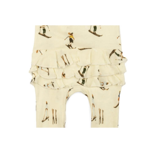 Vintage Natural Ski Organic Cotton Ruffle Zipper Footie