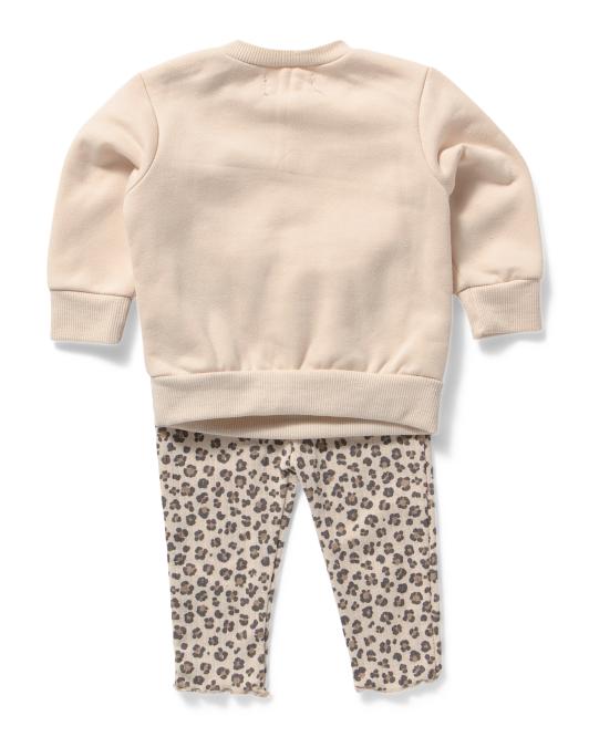 Baby Girl Leopard Bow Sweatshirt, Leggings & Hat Set