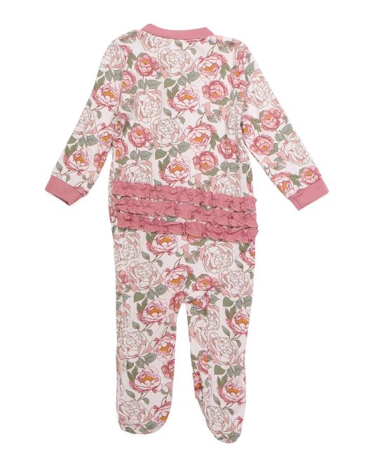 Rose Floral Bamboo Footie with Headband