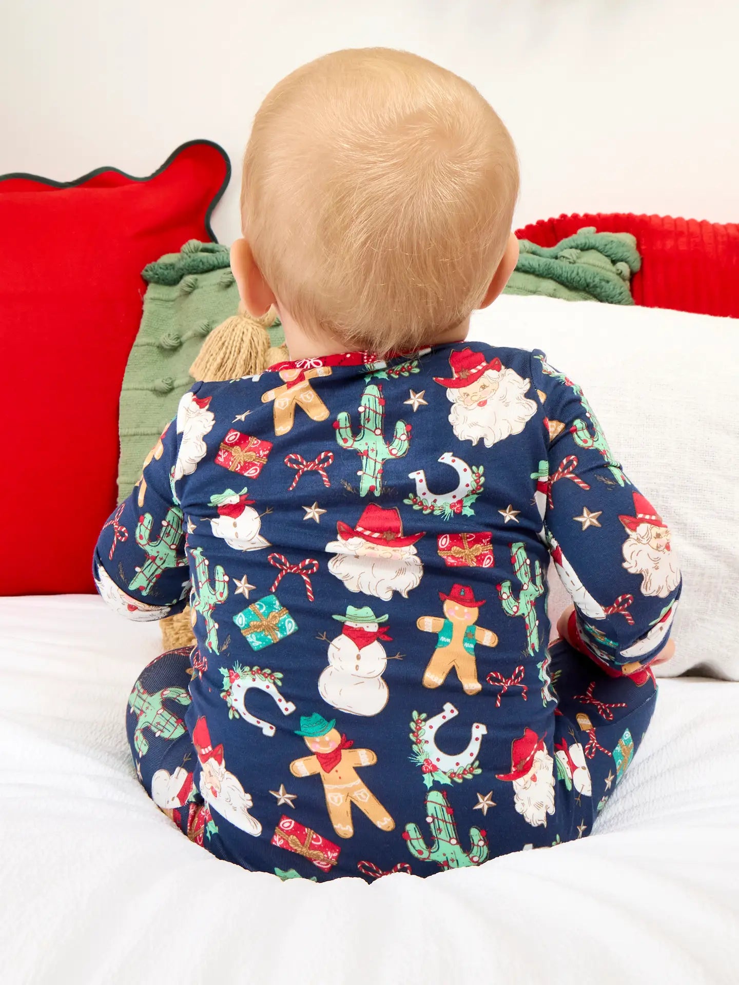 SoftSnooze™ Baby Bamboo Viscose Giddy Up Santa Western Christmas Convertible One Piece Footie Pajama