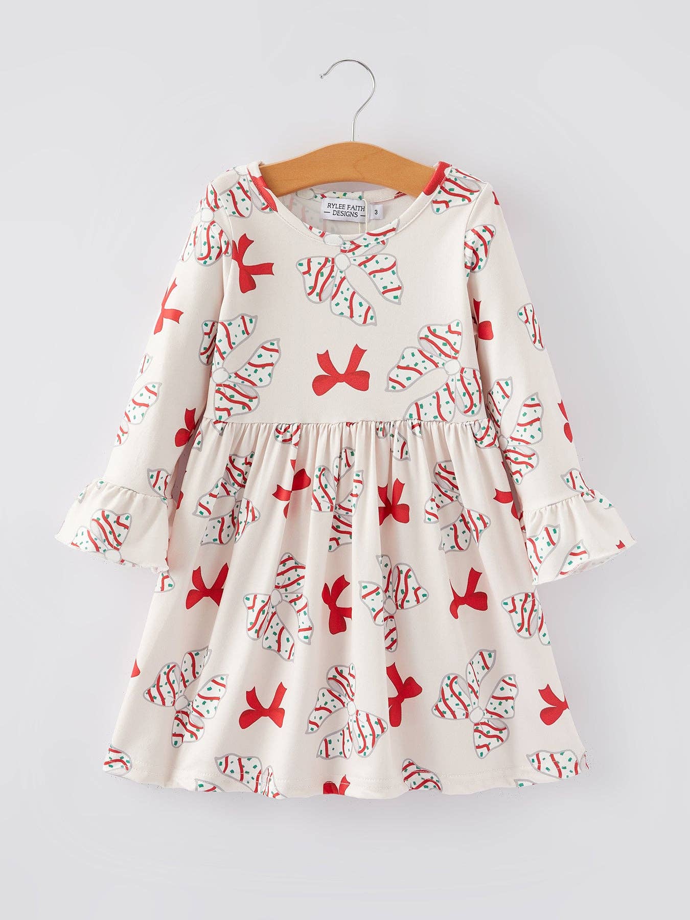 Christmas Bows Print Girls Dress