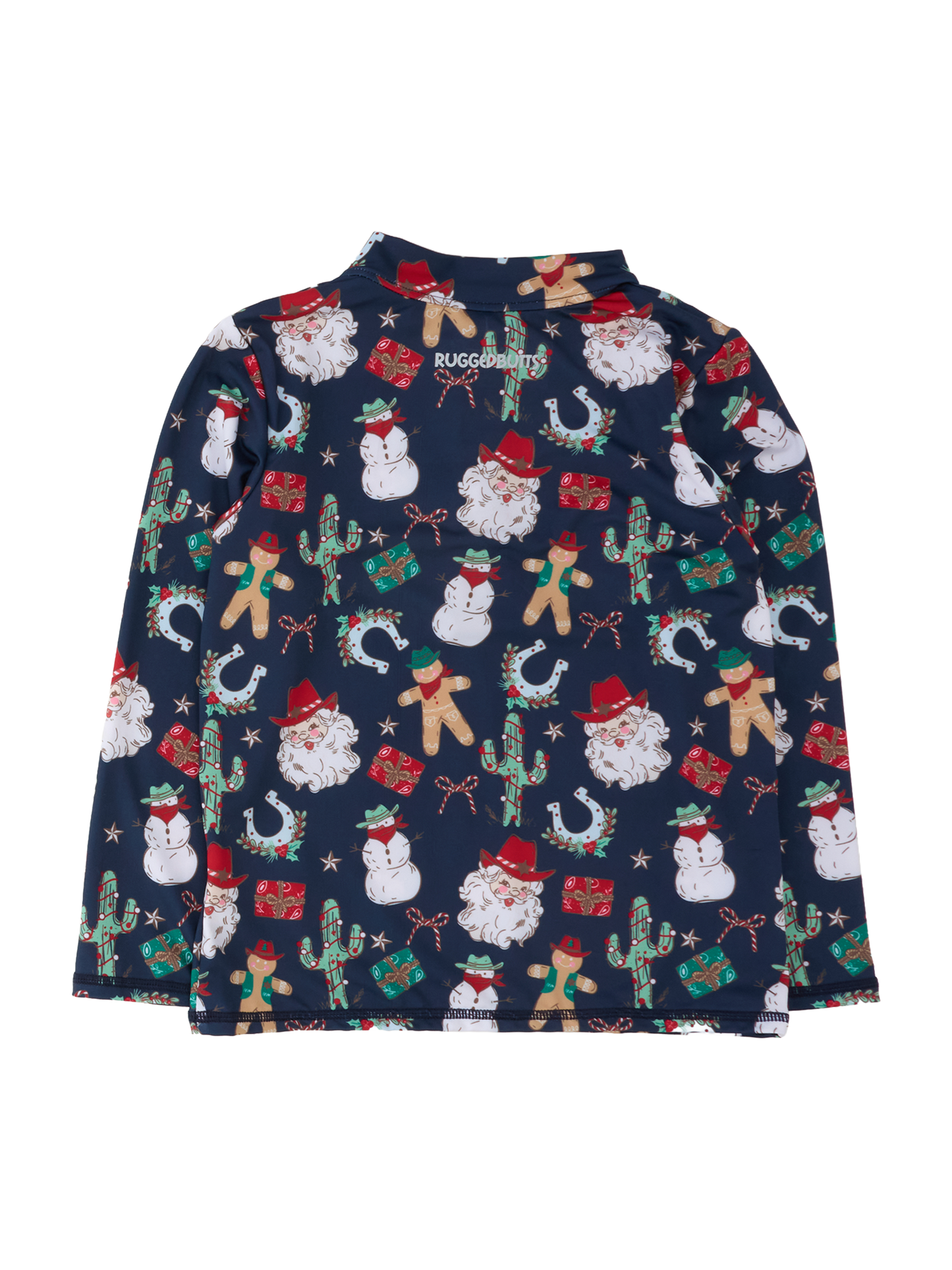 Boys Giddy Up Santa Western Christmas Performance Long Sleeve Quarter Zip